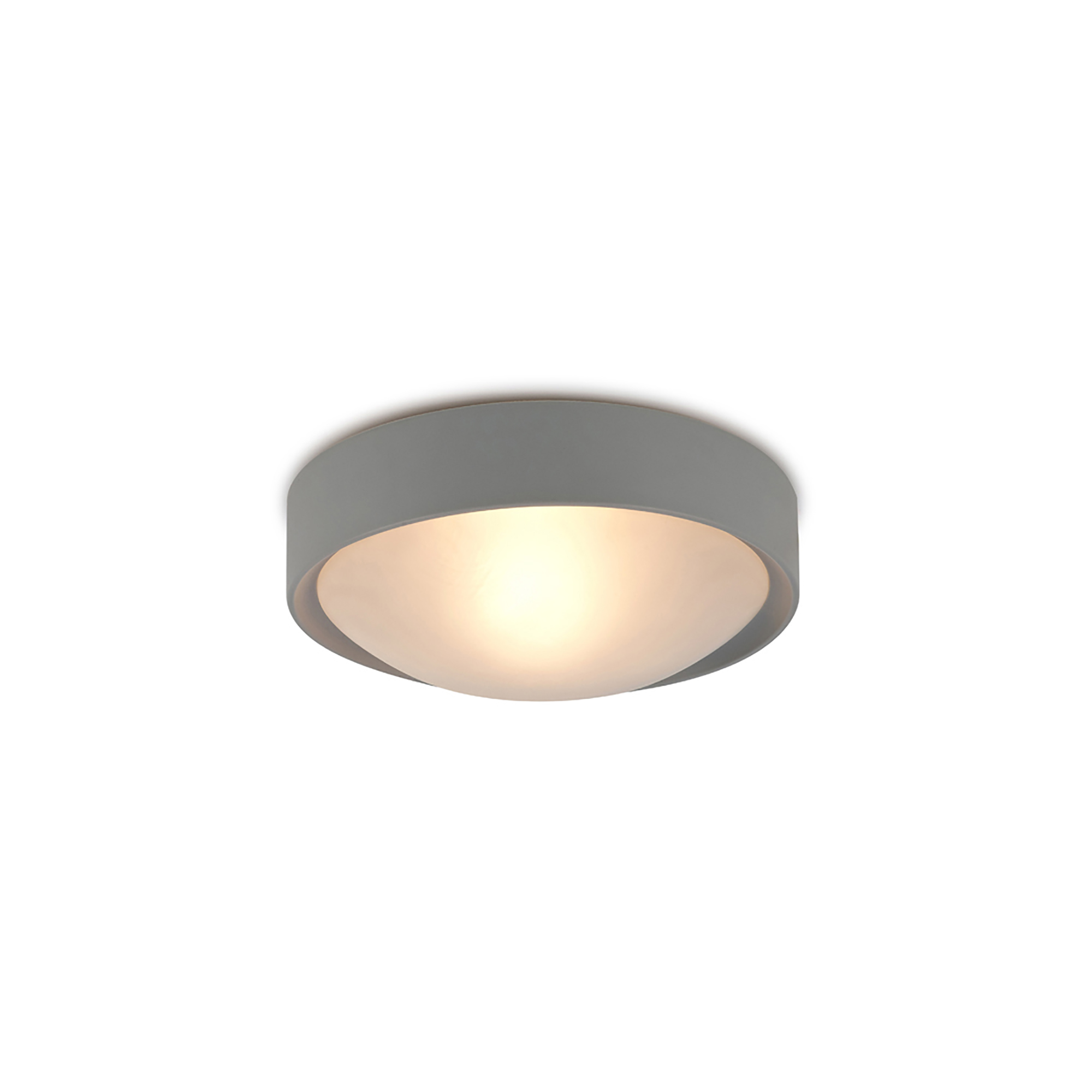 D0399  Rondo Glass IP44 Flush Ceiling 1 Light Silver, Frosted